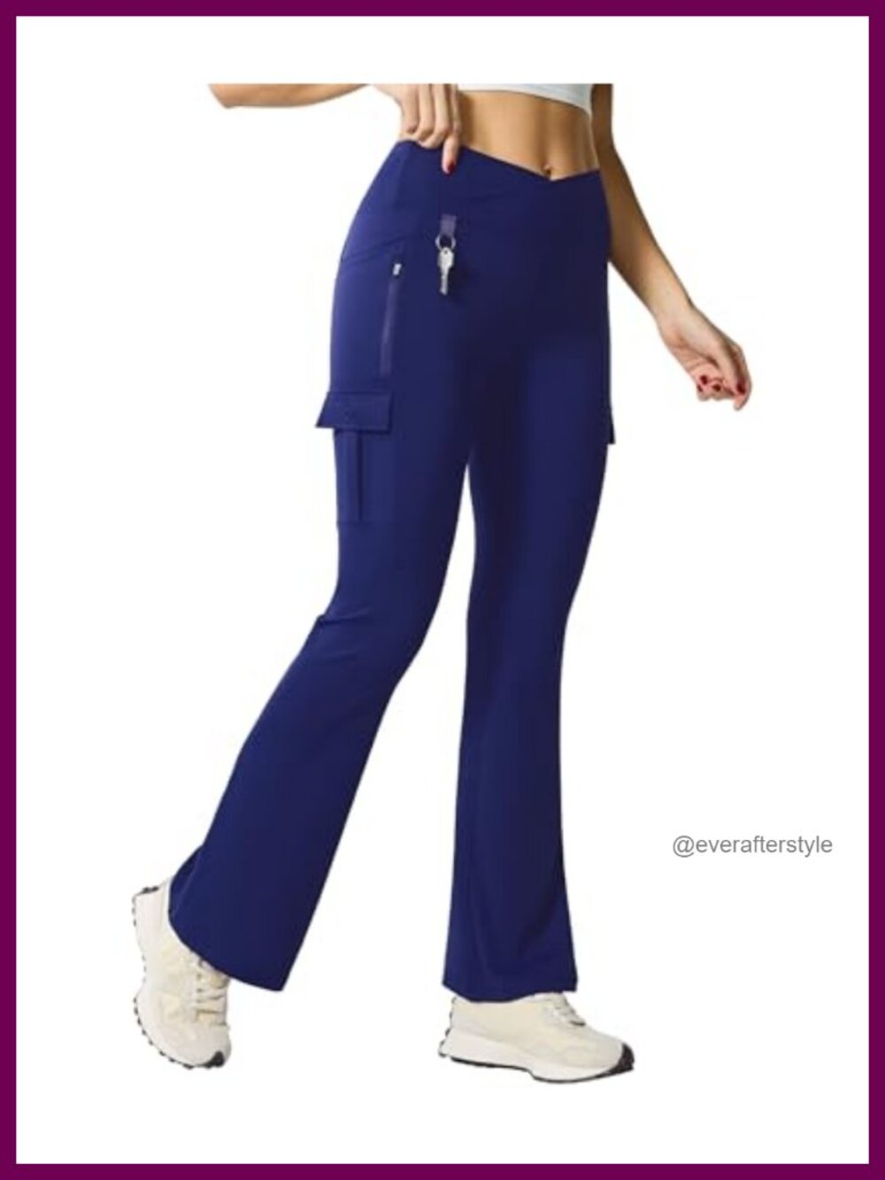 Women's High Waisted Cargo Yoga Flare Leggings with Pockets